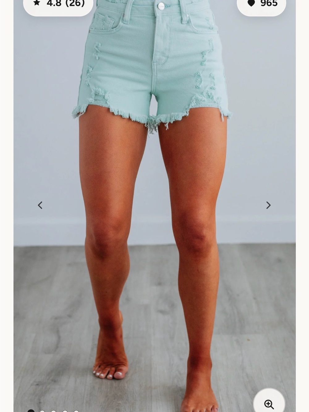 Wild Boutique Risen High-Rise Distressed Mint Denim Shorts - Women Sage Green